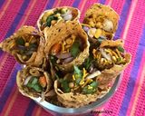 A picture of step 5 of Chatpata Stuffed Masala Papad Cones.