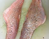 A picture of step 5 of Red fish Smørrebrød med Agurksalat (cucumber salad).