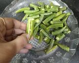 A picture of step 2 of Rajasthani bhindi.