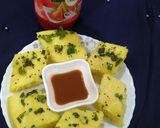 A picture of step 2 of Khaman dhokla healthy breakfast.