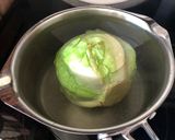 A picture of step 1 of Malfouf Mehcheh - stuffed cabbage rolls.