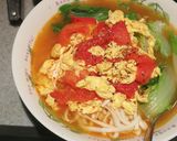 รูปขั้นตอนการทำที่ 5 ของ ก๋วยเตี๋ยวมะเขือเทศผัดไข่แบบน้ำ(มังสวิรัติ)