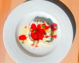 A picture of step 2 of Ricotta and drunk strawberry open toast.