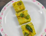 A picture of step 7 of Moong dal Dhokla.