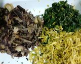 Foto langkah ke 1 dari resep Tumis Pedas Jantung Pisang, Daun dan Bunga pepaya.