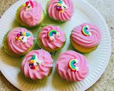 A picture of step 8 of Eggless cupcakesDecorated with buttercream, fondant and marshmallows.