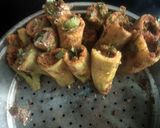 A picture of step 7 of Bharva Bharela karela.
