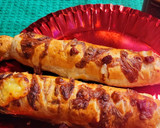 Foto del paso 7 de la receta: Bratwurst con mostaza y miel en hojaldre