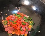 A picture of step 2 of Veggie sausage mix noodles.