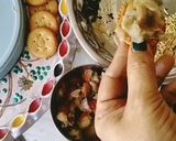 A picture of step 3 of Monaco Biscuit Sev puri / Monaco Sandwich.