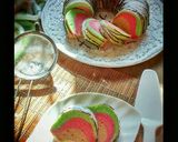 Foto langkah ke 8 dari resep Cake Putih Telur Pelangi -tanpa pelembut (SP/TBM) dan pengembang (BS/BP)-.