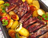 Fokhagymás oldalas, vele sült, rozmaringos burgonyával recept fázis 2 fotója
