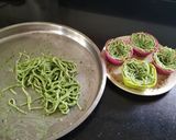 A picture of step 6 of Green Falafel In Spaghetti Nests.