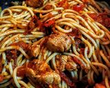 Foto del paso 4 de la receta ESPAGUETTIS🍝Con Tomate🍅 Seco al orégano y Pesto...!