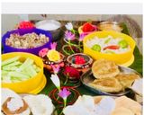 A picture of step 11 of Samak Rice Pullav,Aloo-Samak Rice tikki,Sabudana-Khichdi,Falahari Aloo,sugar coated Almonds,Papads.