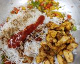 A picture of step 6 of Chicken Tikka fried rice.