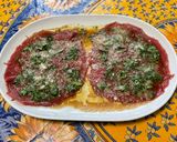 A picture of step 10 of Beef Carpaccio with Cilantro and Parmesan.