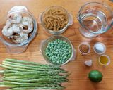 A picture of step 1 of One-Pot Pasta with Asparagus, Shrimp, and Peas.