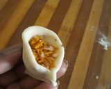 A picture of step 3 of Bhujiya stuffed mini samosas.