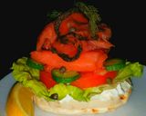 A picture of step 8 of Mike's Smoked Salmon On Onion Bagles.