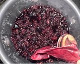 A picture of step 5 of Mulberry Jam (from my garden).