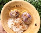 Hình bước làm 3 của món Cơm rắc gia vi chả thịt bằm nhồi khoai tây bắp cải tím