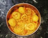 A picture of step 9 of Tinde(apple gaurd)with paneer stuffing.