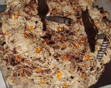 A picture of step 8 of Eggless chocolate flower birthday cake.