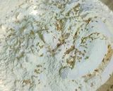 A picture of step 5 of Aloo ke parathe with green chutney.