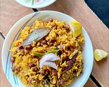 A picture of step 10 of Chana masala pulao.