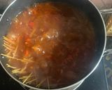 A picture of step 5 of Jollof spaghetti.