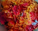 A picture of step 3 of Beetroot khichdi.