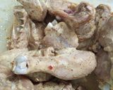 A picture of step 1 of Spicy chicken machurian with fried rice and masala fries.