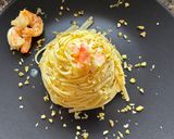 A picture of step 7 of Lemon Tagliolini with Shrimp and Crushed Pistachios.