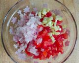 A picture of step 1 of Watermelon salsa.