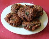 A picture of step 4 of Pancha vada (deep fried lentil patties).