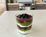 A picture of step 6 of Matcha Soy Milk Chia Pudding with Red Bean.