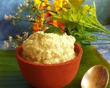 A picture of step 6 of Medu Vada with Mango chutney.