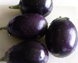 A picture of step 1 of Brinjal chutney.