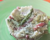 Foto del passaggio 6 della ricetta Cous Cous agli asparagi, carciofi e speck