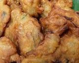 A picture of step 4 of Kerala Savala vada(onions fritters)tea time snacks.