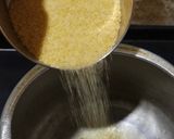 A picture of step 1 of Sindhi Bhatt. (sweet broken wheat).