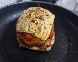 A picture of step 6 of Domino's style veg premium burger pizza.