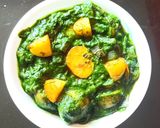 A picture of step 4 of Baby potatoes in green gravy.