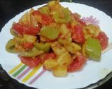 A picture of step 6 of Tricolour Chilli Potato.