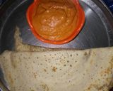 A picture of step 5 of Dosa with coconut chutney.