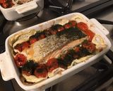 Une image de l'étape 5 de Pavés de saumon sauvage au lait de coco,champignons,tomates cerises,oignon et aneth.