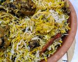 A picture of step 12 of Green masala biryani....