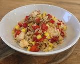A picture of step 5 of Mango Chicken Rice with a Honey & Mustard Dressing.