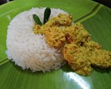 A picture of step 11 of Bhapa Chingri with steamed rice(Steamed prawns).